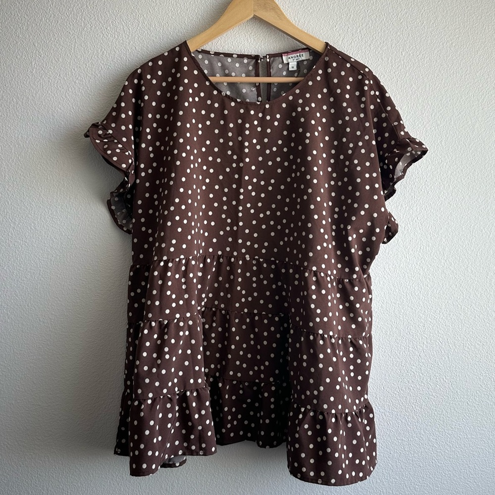 Andree | Brown Polka Dot Blouse